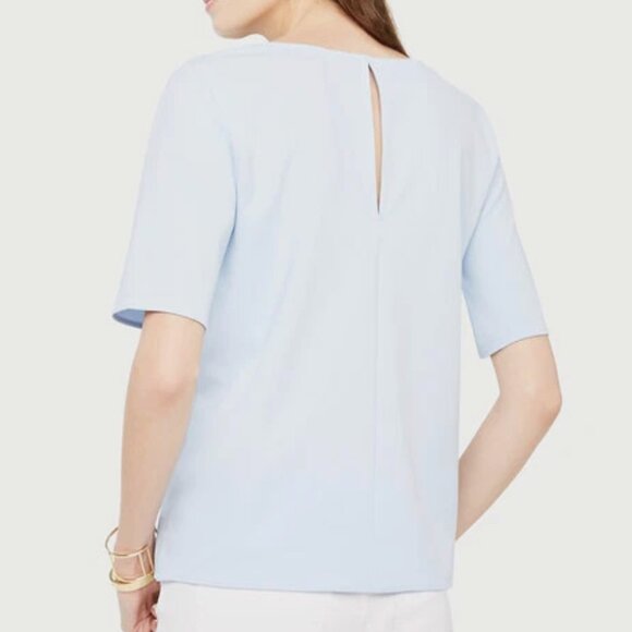 Ann Taylor Crepe Jersey V-Neck in Ivory - Picture 2 of 7